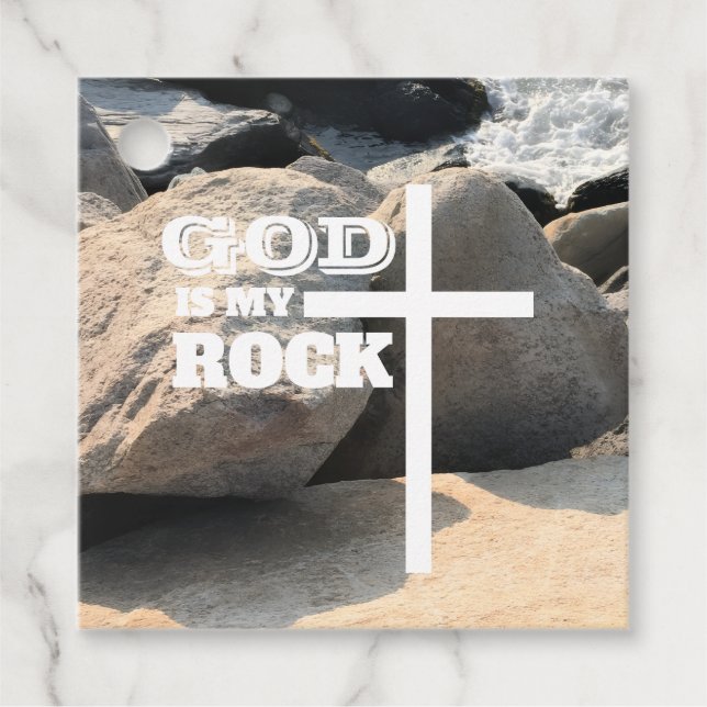 God is My Rock Bible Verse White Cross Christian Gåvor Etiketter (Framsida)