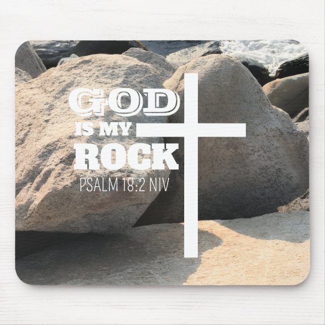 God is My Rock Bible Verse White Cross Christian Musmatta (Framsidan)