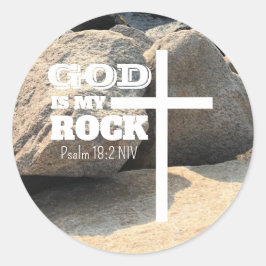 God is My Rock Bible Verse White Cross Christian Runt Klistermärke