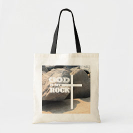 God is My Rock Bible Verse White Cross Christian Tygkasse