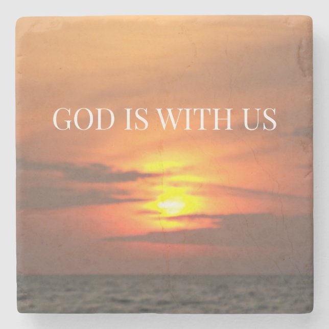 "God Is With Us Sunrise Minimalist Design" Stenunderlägg (Framsidan)