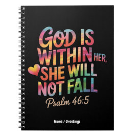 God is Within Her, She Will Not Fall  Bible Women Anteckningsbok