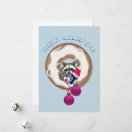 God jul С ute Raccoon Julkort