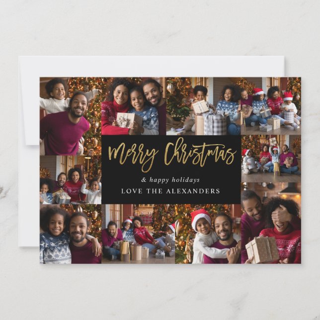 God jul 10 multifoto - svart Guld (Framsida)