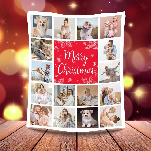 God jul 16 Photo Collage Family Fleecefilt (Skapare uppladdad)