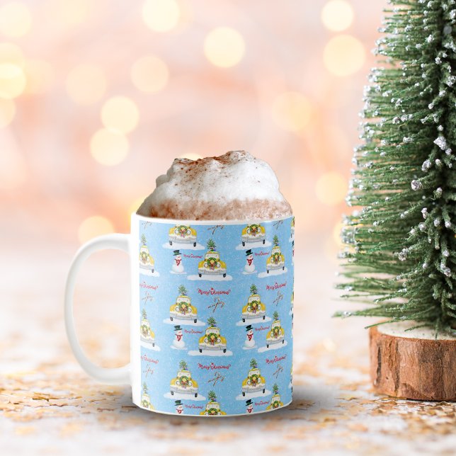 God Jul 1950-talets New York Yellow Cab-mönster  Kaffemugg (Retro ride, Yule guide, spreading cheer far and near!)