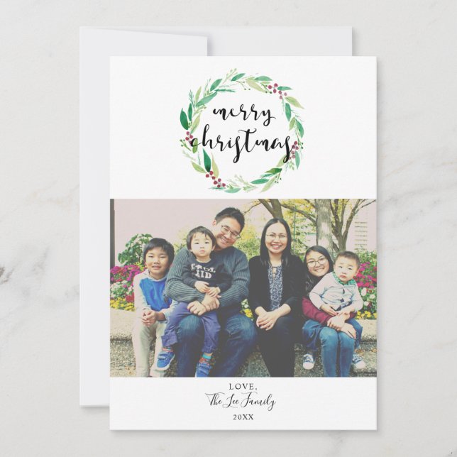 God jul 1 Chic för foto vattenfärgning Utandning Julkort (Framsida)