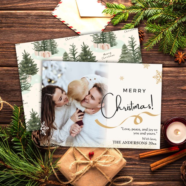 God jul 1 fotoflinga från Julgran snö Julkort (Front/Back )