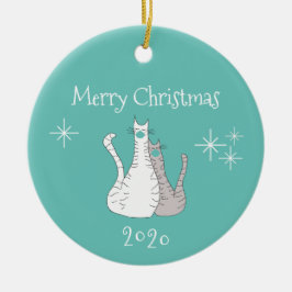 God jul 2020 Cats Trendig Teal Ansikte Mask Julgransprydnad Keramik