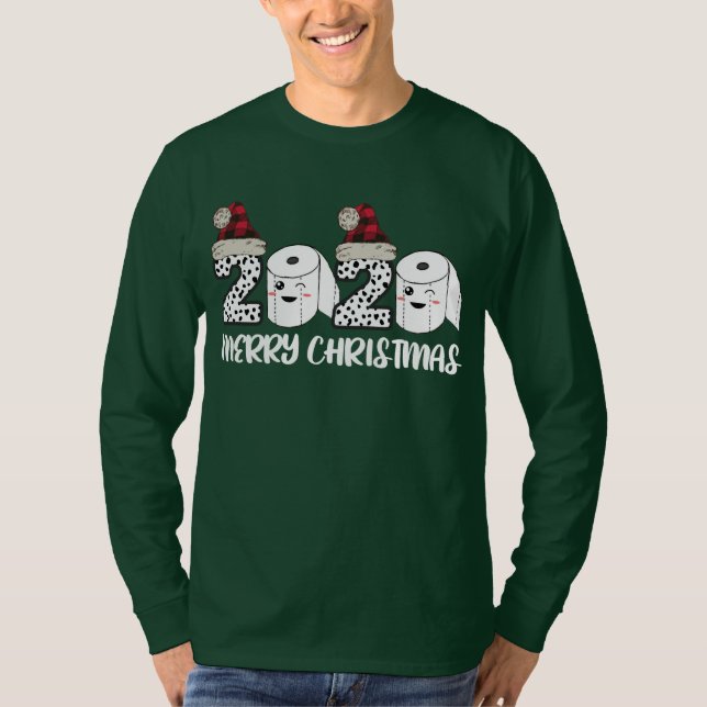 God jul 2020 KarantänToilet Papprare Santa T Shirt (Framsida)