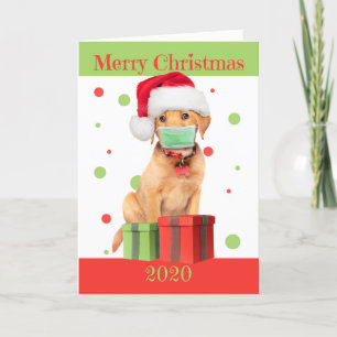God jul 2020 Labrador Puppy i Ansikte Mask Helgkort