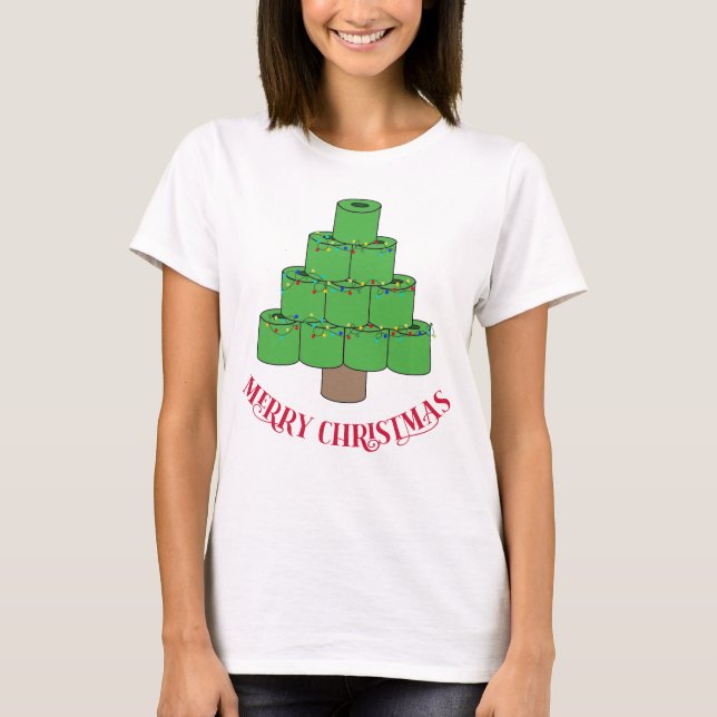 God Jul 2020 Toalettpapper Träd Rolig T Shirt (Framsida)