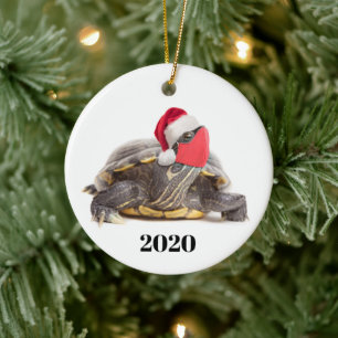 God jul 2020 Turtle i Ansikte Mask Julgransprydnad Keramik