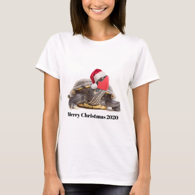 God jul 2020 Turtle i Ansikte Mask T Shirt (Framsida)