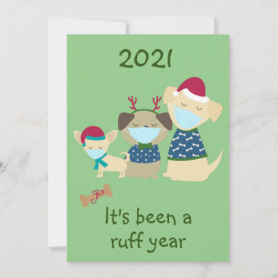 God Jul 2021 Covid söta hundar tufft år Julkort