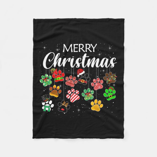 God jul 2021 Hund Paw-utskrift - buffel Play U Fleecefilt (Framsidan)