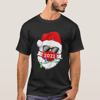 god jul 2021 Santa Sunglass Mask Matchin T Shirt