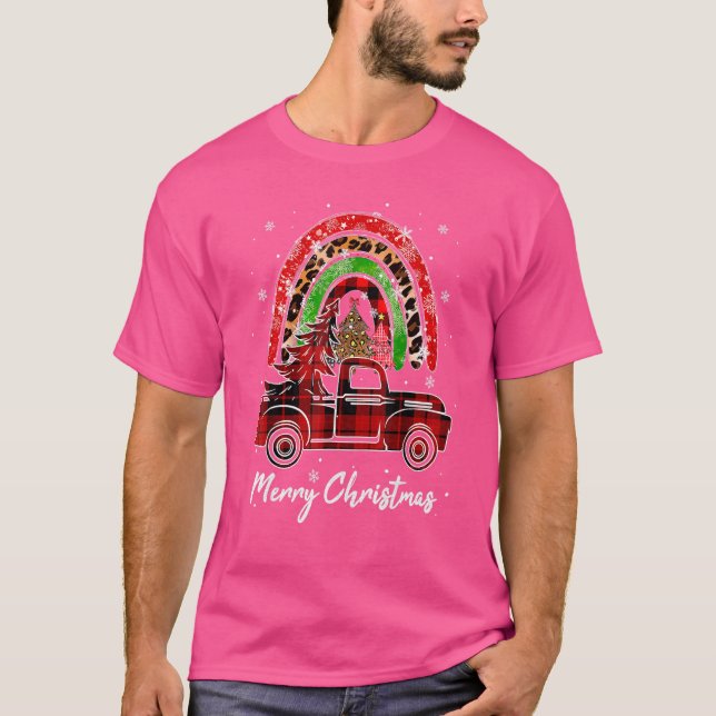 God jul 2022 Leopard Buffalo Lastbil Träd Re T Shirt (Framsida)