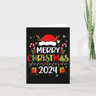 God jul 2024 Santa Hat Matching Family Paj Kort