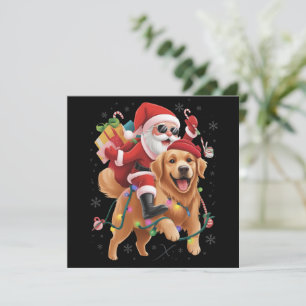 God Jul 2025 Tomte Ridande Golden Retriever Julkort
