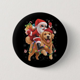 God Jul 2025 Tomte Ridande Golden Retriever Knapp