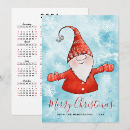 God Jul 2026 Kalender Blå Röd Gnome Julkort