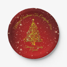 God jul 20XX Red Guld Träd Stars 7 tum
