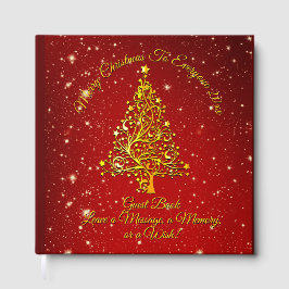 God jul 20XX Red Guld Träd Stars Gästböcker