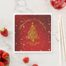 God jul 20XX Red Guld Träd Stars Luncheon