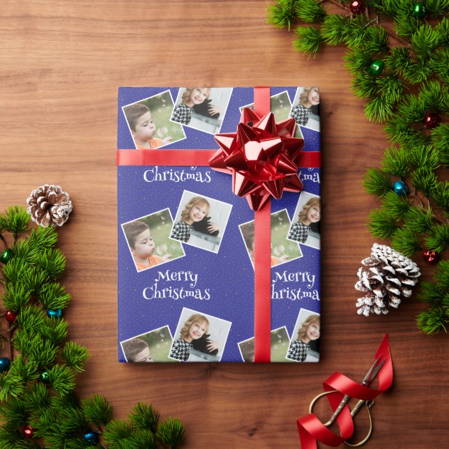 God jul 2-anpassningsbarnas foton och stjärnor presentpapper (Julgåva)