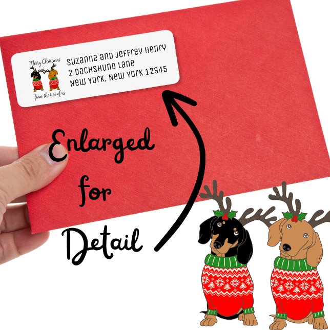 God jul 2 avvisade Dachshunds Helgdag Returadress Etikett (Skapare uppladdad)