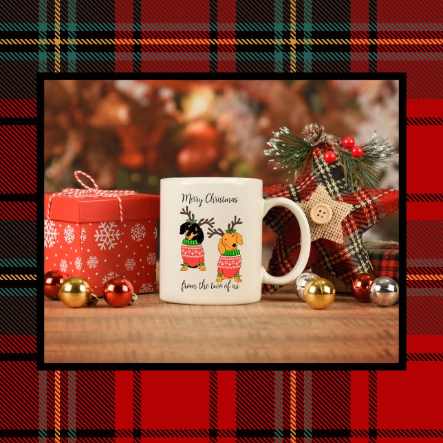 God jul 2 avvisade Dachshunds Kaffemugg (Skapare uppladdad)