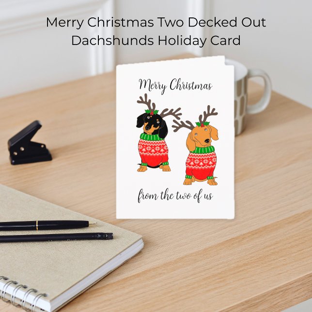 God jul 2 avvisade Dachshunds Kort (Merry Christmas Two Decked Out Dachshunds Holiday Card
)