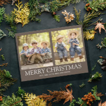 God Jul 2 Familjefoto Rustik Brun 
