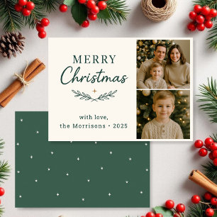 God jul 2-foto-Grönt-Helgdag, platta kort
