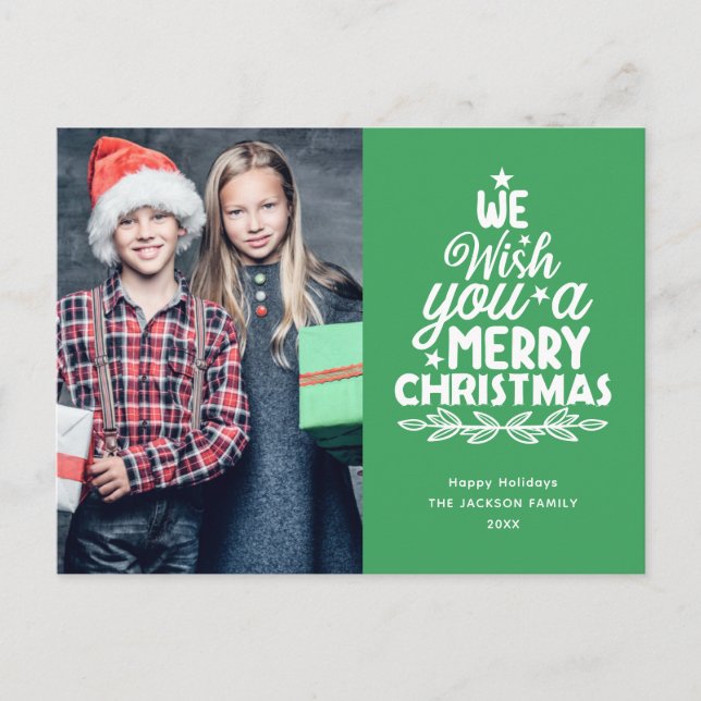 God jul 2-foton Helgdag vykort (Framsida)