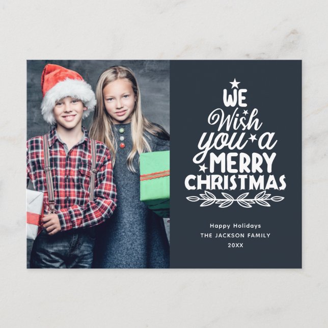 God jul 2-foton Helgdag vykort (Framsida)