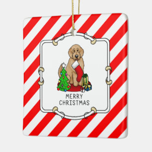 God jul 2 Goldendoodle (guldröd) Cute Julgransprydnad Keramik