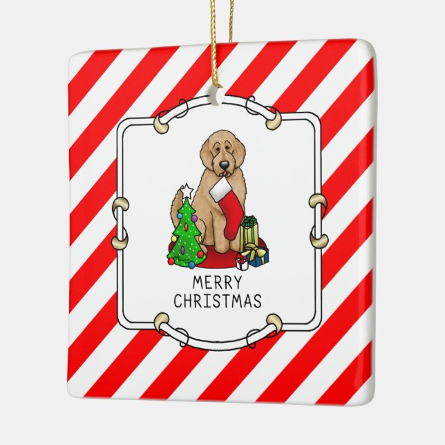 God jul 2 Goldendoodle (guldröd) Cute Julgransprydnad Keramik (Vänster)