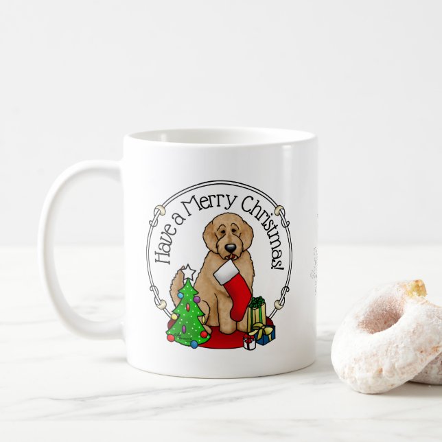 God jul 2 Goldendoodle (guldröd) Cute Kaffemugg (Med munk)