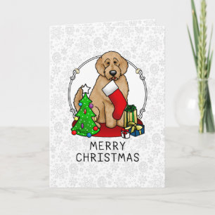 God jul 2 Goldendoodle (guldröd) Cute Kort