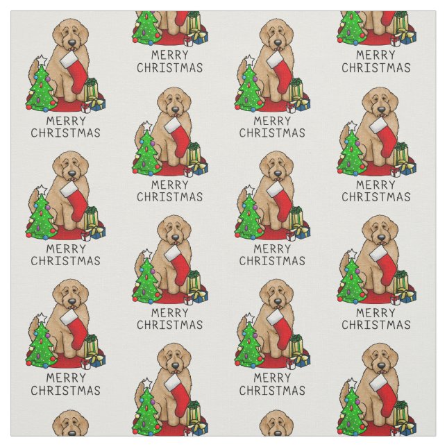 God jul 2 Goldendoodle (guldröd) Cute Tyg (Provkarta)