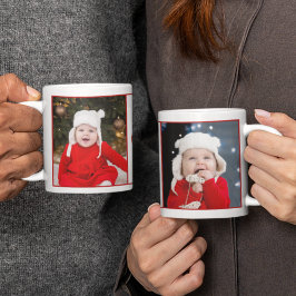 God jul 2 Helgdag för foto Cute Red Grönt Kaffemugg