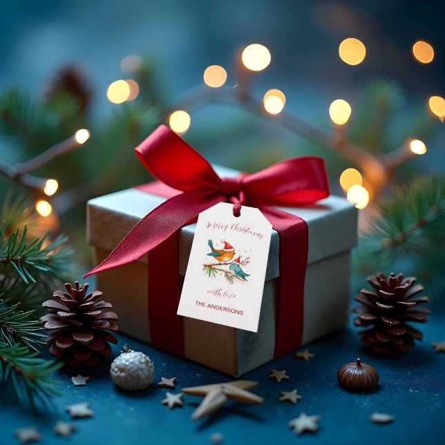 God jul 2 Lovande fåglar Presentetikett (Skapare uppladdad)
