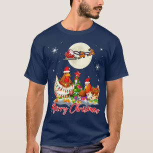 God jul 2 Santa Chickens Julafton Träd Light T Shirt