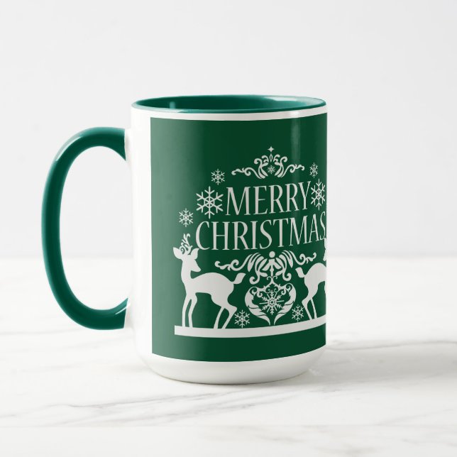 God jul 2 ton Mugg-Grönt Mugg (Vänster)