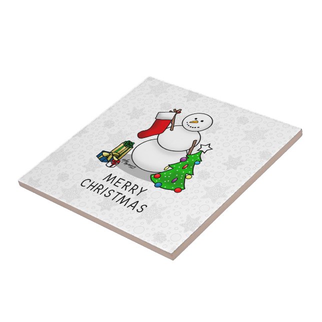 God jul 2 Träd, Snögubbe Kakelplatta (Sidan)