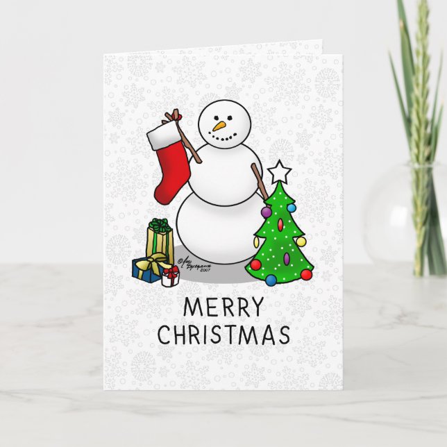 God jul 2 Träd, Snögubbe Kort (Framsida)