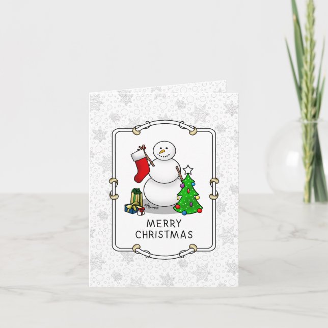 God jul 2 Träd, Snögubbe Kort (Framsida)