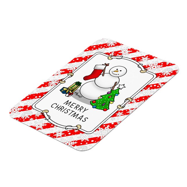 God jul 2 Träd, Snögubbe Magnet (Vänstra Sidan)